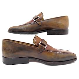Berluti-BERLUTI SHOES MOCCASIN A707 7.5 41.5 PATINA LEATHER LOAFERS SHOES-Brown