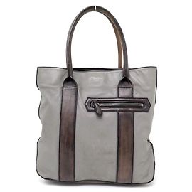 BOLSA DE MÃO BERLUTI CABAS COURO DE DOIS TONS CINZA E MARROM PATINA BOLSA DE MÃO Outro
