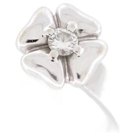 Chanel-CHANEL CLOVER DIAMOND SOLITAIRE RING 0.15CT IN WHITE GOLD T50 DIAMOND RING-Silvery