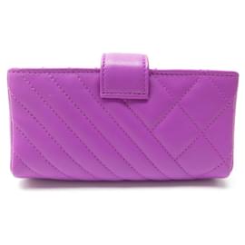 Chanel-NOVA CARTEIRA CHANEL O-MINI CARTEIRA DE COURO ROXO-Roxo