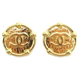 Chanel-NEW VINTAGE EARRINGS CHANEL 1986 CC LOGO OF CASTELLANE GOLD EARRINGS-Golden