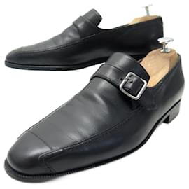 Berluti-BERLUTI SHOES BUCKLE LOAFERS 7 41 BLACK LEATHER SHOES-Black