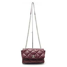 Salvatore Ferragamo-NEW SALVATORE FERRAGAMO GELLY BANDOULIERE BORDEAUX LEATHER HANDBAG HANDBAG-Dark red