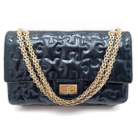 Chanel-Chanel handbag 2.55 PUZZLE MM CROSSBODY IN BLUE PATENT LEATHER HANDBAG-Blue