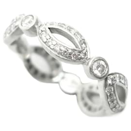 Tiffany & Co-TIFFANY & CO T RING 50 IN PLATINUM & 65 PLATINUM DIAMONDS RING-Silvery
