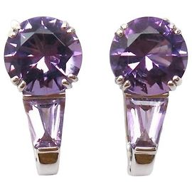 NEUF BOUCLES D'OREILLES MAUBOUSSIN LIBRE ET SENSUELLE OR AMETHYSTE 2.7CT Argenté