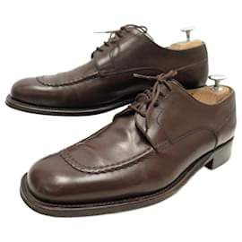Hermès-Hermes shoes 41 DERBY STRAIGHT TOE IN BROWN LEATHER SHOES-Brown