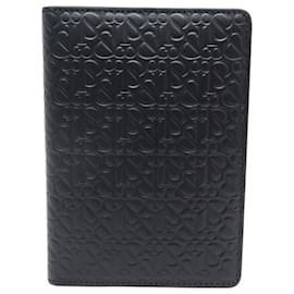 Autre Marque-NEW JACOB AND CO PASSPORT CARD HOLDER IN BLACK MONOGRAM LEATHER HOLDER COVER-Black