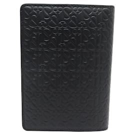 Autre Marque-NEW JACOB AND CO PASSPORT CARD HOLDER IN BLACK MONOGRAM LEATHER HOLDER COVER-Black