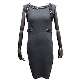 Chanel-NEW CHANEL P DRESS39246 M 40 IN GRAY CASHMERE SLEEVELESS CASHMERE DRESS-Grey