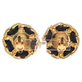 Chanel-VINTAGE CHANEL CLIP EARRINGS 1985 DE CASTELANE PEARL & LEATHER EARRINGS-Golden