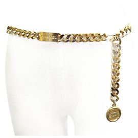 CHANEL CINTO DE CORRENTE E MEDALHÃO DE LOGO CC 1994 T 65 NO 85 CINTA CM DORE Dourado