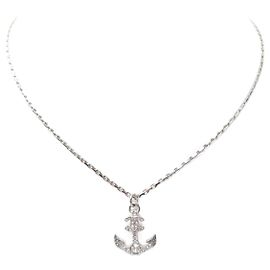 NEUE SELTENE CHANEL ANKER HALSKETTE STRASS LOGO CC SILBER METALL STRASS HALSKETTE Silber