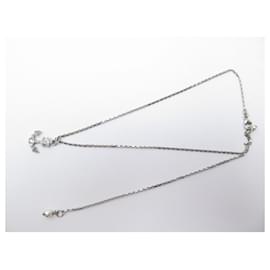 Chanel-NEW RARE CHANEL ANCHOR NECKLACE STRASS LOGO CC SILVER METAL RHINESTONE NECKLACE-Silvery