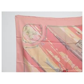 Hermès-HERMES GREENLAND SQUARE SCARF 90 PHILIPPE LEDOUX IN PINK SILK SQUARE SCARF-Pink