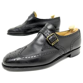 JM Weston-JM WESTON SHOES 533 LOAFERS WITH BUCKLE 8.5E 42.5 LARGE BLACK LEATHER SHOES-Black