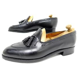 JM Weston-JM WESTON SHOES 173 MOCCASINS WITH TASSELS 8 42 WIDE BLACK LEATHER SHOES-Black