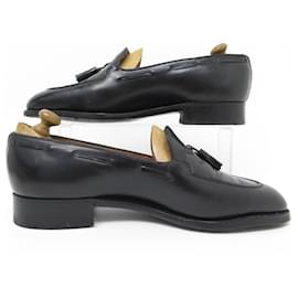 JM Weston-JM WESTON SHOES 173 MOCCASINS WITH TASSELS 8 42 WIDE BLACK LEATHER SHOES-Black