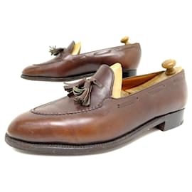 JM Weston-JM WESTON SHOES POMPOM MOCCASINS 173 8E 42 LARGE BROWN LEATHER SHOES-Brown