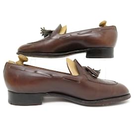 JM Weston-JM WESTON SHOES POMPOM MOCCASINS 173 8E 42 LARGE BROWN LEATHER SHOES-Brown
