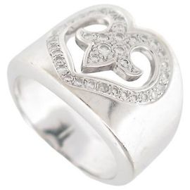O.J. Perrin O ring.J. PERRIN LEGENDS HEART 38 SHINING DIAMONDS T 52 WHITE GOLD 18K RING Silvery