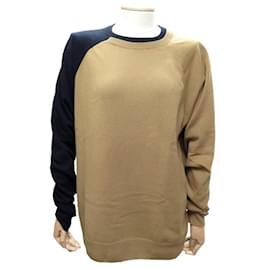 Hermès-NINE CLOTHING HERMES ROUND COLLAR T XL 44 TWO-TONE WOOL BROWN & BLACK WOOL-Other