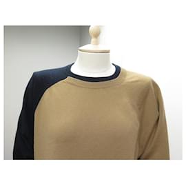 Hermès-NINE CLOTHING HERMES ROUND COLLAR T XL 44 TWO-TONE WOOL BROWN & BLACK WOOL-Other