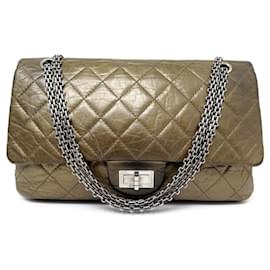 Chanel-SAC A MAIN CHANEL MAXI 2.55 CUIR MATELASSE VIEILLI BRONZE HAND BAG PURSE-Bronze