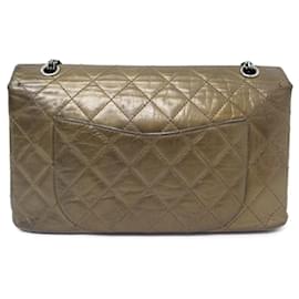 Chanel-CHANEL MAXI HANDBAG 2.55 BRONZE DISTRESSED QUILTED LEATHER HAND BAG PURSE-Bronze