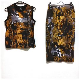 *McQ(Alexander McQueen) configuração de saia padrão Python preto x laranja x multi Preto Multicor Laranja