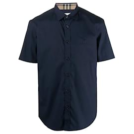 Burberry-Burberry Camicia TB con ricamo-Blu