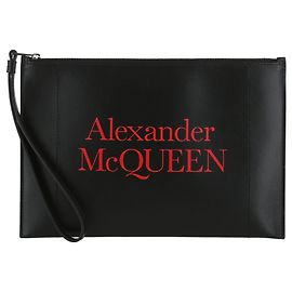 Alexander McQueen Totenkopf-Ledertasche mit vier Ringen Schwarz