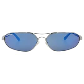 Balenciaga-Óculos de sol em metal prateado/azul-Multicor