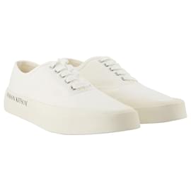 Autre Marque-Lace-Up Sneakers in White Canvas-White