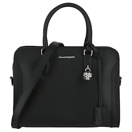 Alexander Mcqueen-Alexander McQueen Small Padlock Leather Handbag-Black