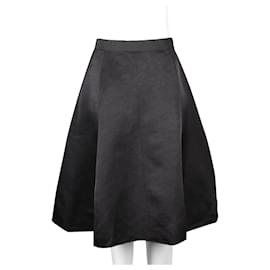 Lanvin-Black Silk Flared Skirt-Black