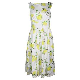 Kate Spade Hellgrün/gelbes Cocktailkleid mit Zitronen-Print Andere
