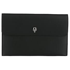 Alexander Mcqueen-Alexander McQueen Envelope Leather Pouch-Black