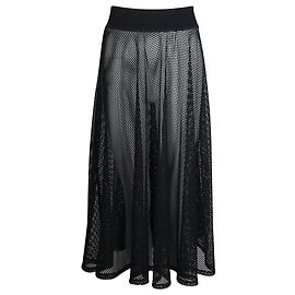 Dkny Black Mesh Midi Skirt  Black