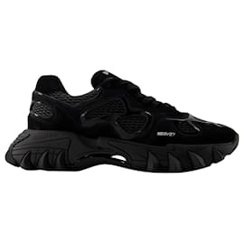 Balmain-B-East Sneakers in Black Leather-Black
