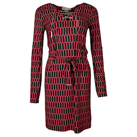 Michael Kors-Red and Navy Long Sleeve Dress-Red