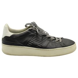 Hogan Men's Leather Sneakers Pure 86 Allacciato In Black Black
