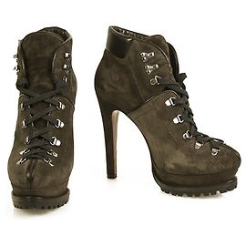 Alaïa ALAIA Bottines à lacets en cuir suédé gris Bottes Talons Pointures 37,5 Gris anthracite