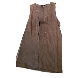 CAROLL Caramel Leather Sleeveless Jacket Caramel