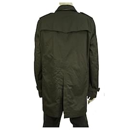 Burberry Brit-Burberry BRIT Men's Cotton Dark Black Trench Jacket Check Lining Coat size XL-Black