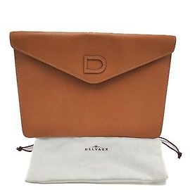Delvaux Pochette en Cuir Marron