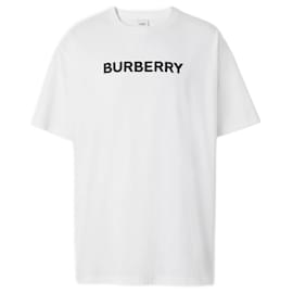 Burberry-T-shirt oversize in cotone biologico-Bianco