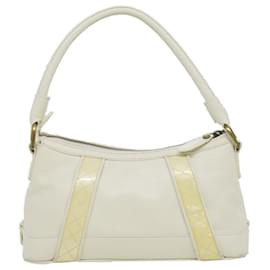 Burberry-BURBERRY Shoulder Bag Leather White Auth am3357-White