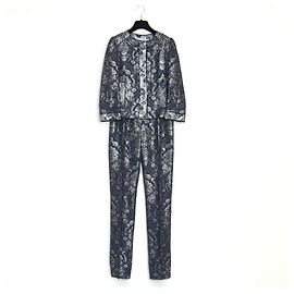 Giacca Jean Louis Scherrer Blu Navy e Argento in Cotone 38FR Argento Blu navy