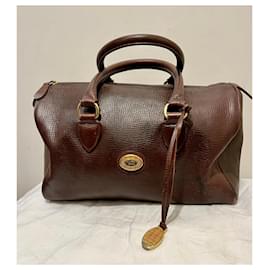 Burberry-Vintage Burberrys leather bag from the 1970's-Dark brown